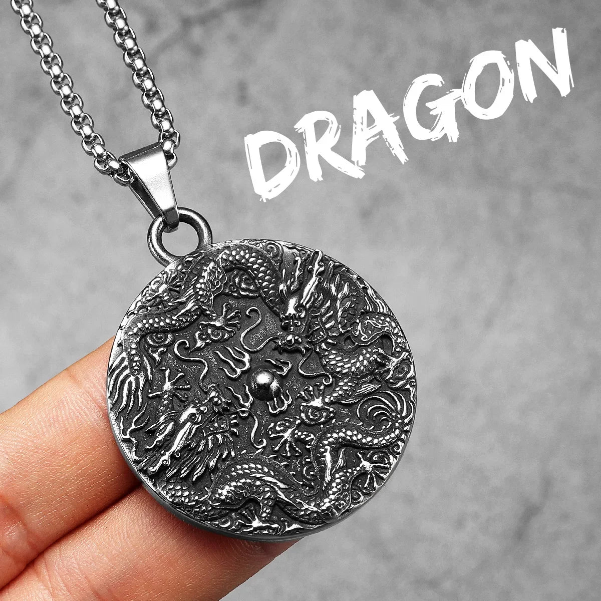 PENDRA Chinese Dragon Things Steel Necklace