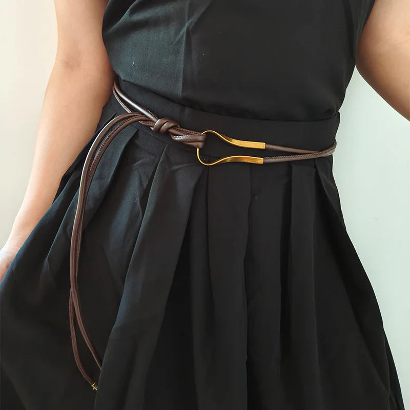 New Female Waist Chain Thin Belt Simple Decoration Tie With Dress Long Waist Rope Knotted Vintage Dresses String Waistband