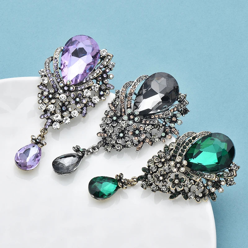 PENDRA Crystaline Water-Drop Crystal Flower Brooch