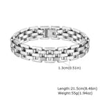 Chunky Stainless Steel Bracelets for Men,13MM Waterproof Chain Links Wristband,Trendy Punk Jewelry Gifts