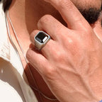 Men Tiger's Eye Signet Rings,Waterproof Stainless Steel Wedding Bands Gift