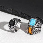 PENDRA Knot Ethnic Rock Stone Ring