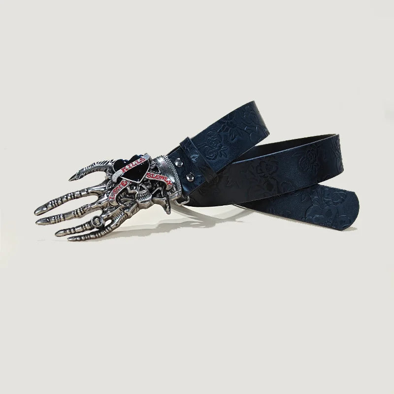PENDRA Velaellea Leather Skull Gothic Belt
