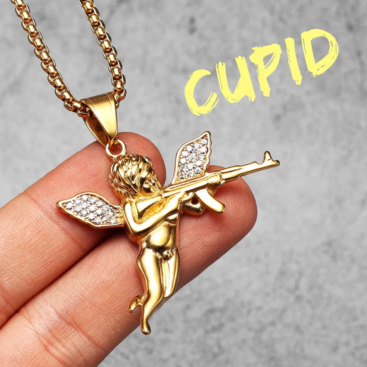 Angel Wing Pray Amulet Stainless Steel Men Necklaces Pendant Chain Punk New in For Couple Women Fashion Jewelry Gifts Wholesale