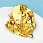 PENDRA Stainless Steel Geometric Leaf Big Size Brooch