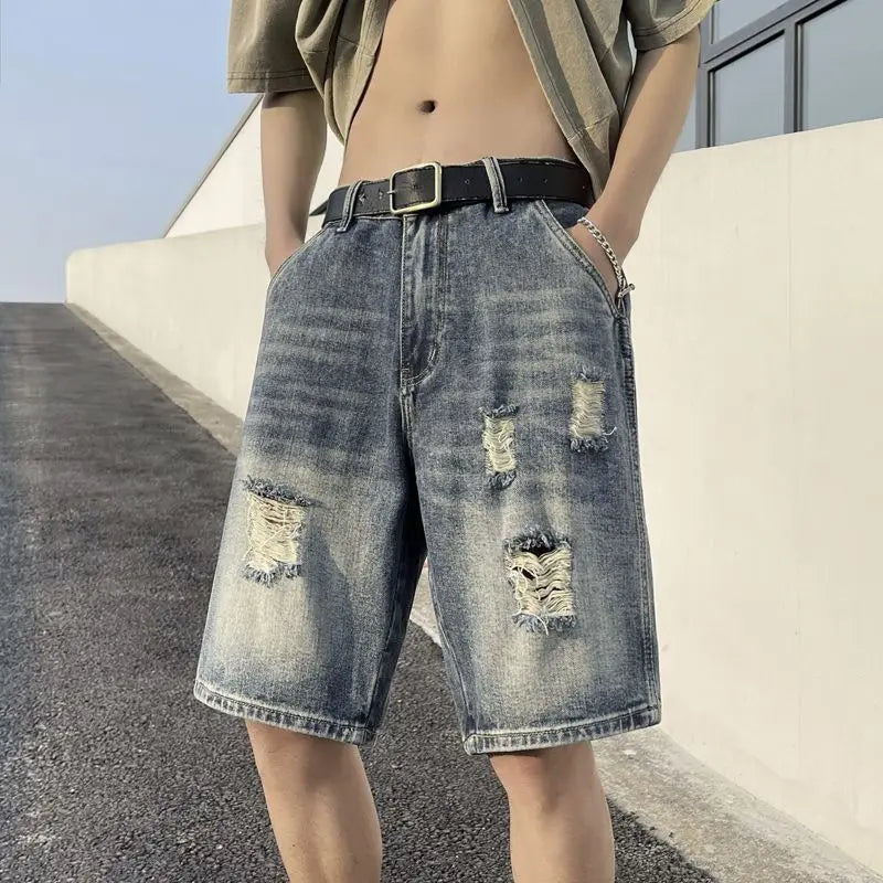 PENDRA Denim Ripped Pants
