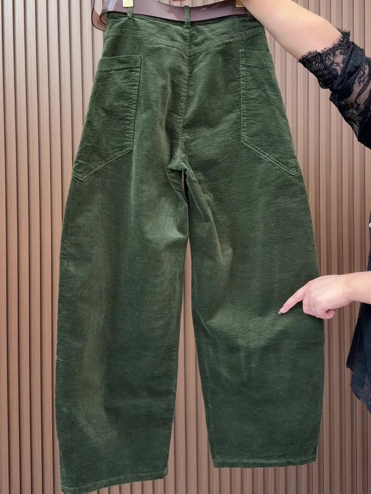 PENDRA Curved Cut Woolen Wide Leg Pants