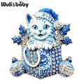PENDRA Christmas Kitty Rhinestone Brooch