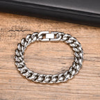 6-12MM Cuban Chain Mens Bracelet,Waterproof Stainless Steel Curb Link Chain Wristband,Punk Jewelry Gifts