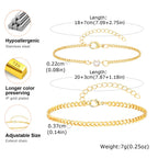 Gold Color Chain Bracelet for Couple Women Men,Stainless Steel Heart Shape Zircon Adjustable Wristband,Valentine's Day Gift