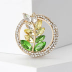 PENDRA Harvest Crystal Wheat Round Brooch