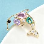 PENDRA Crystal Leaping Dolphin Fish Brooch