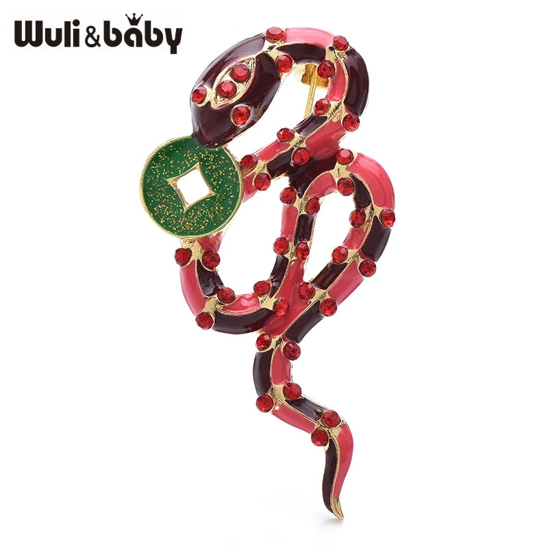PENDRA Serpentine Enamel Snake Brooch