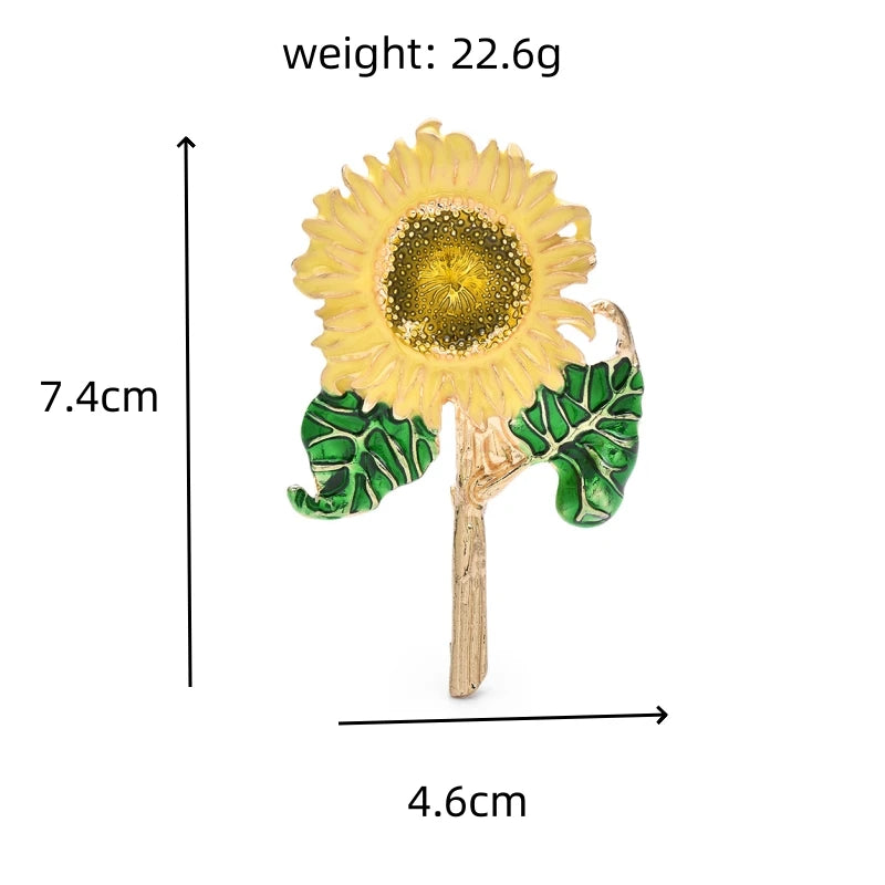 PENDRA Solara Vintage Enamel Sunflower Brooch