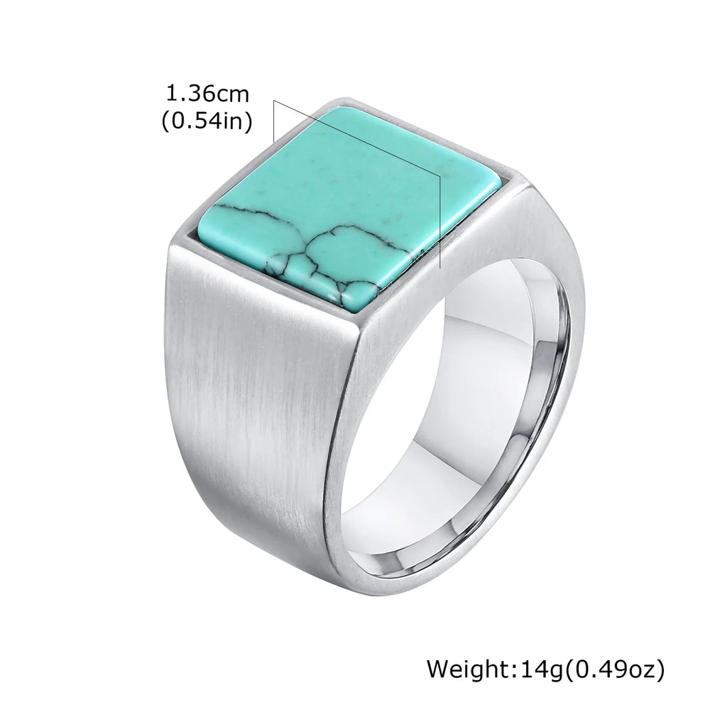 PENDRA Turquoise Dad Steel Ring