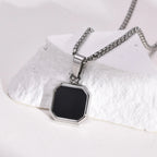 PENDRA Square Stone Natural Pendant Necklace