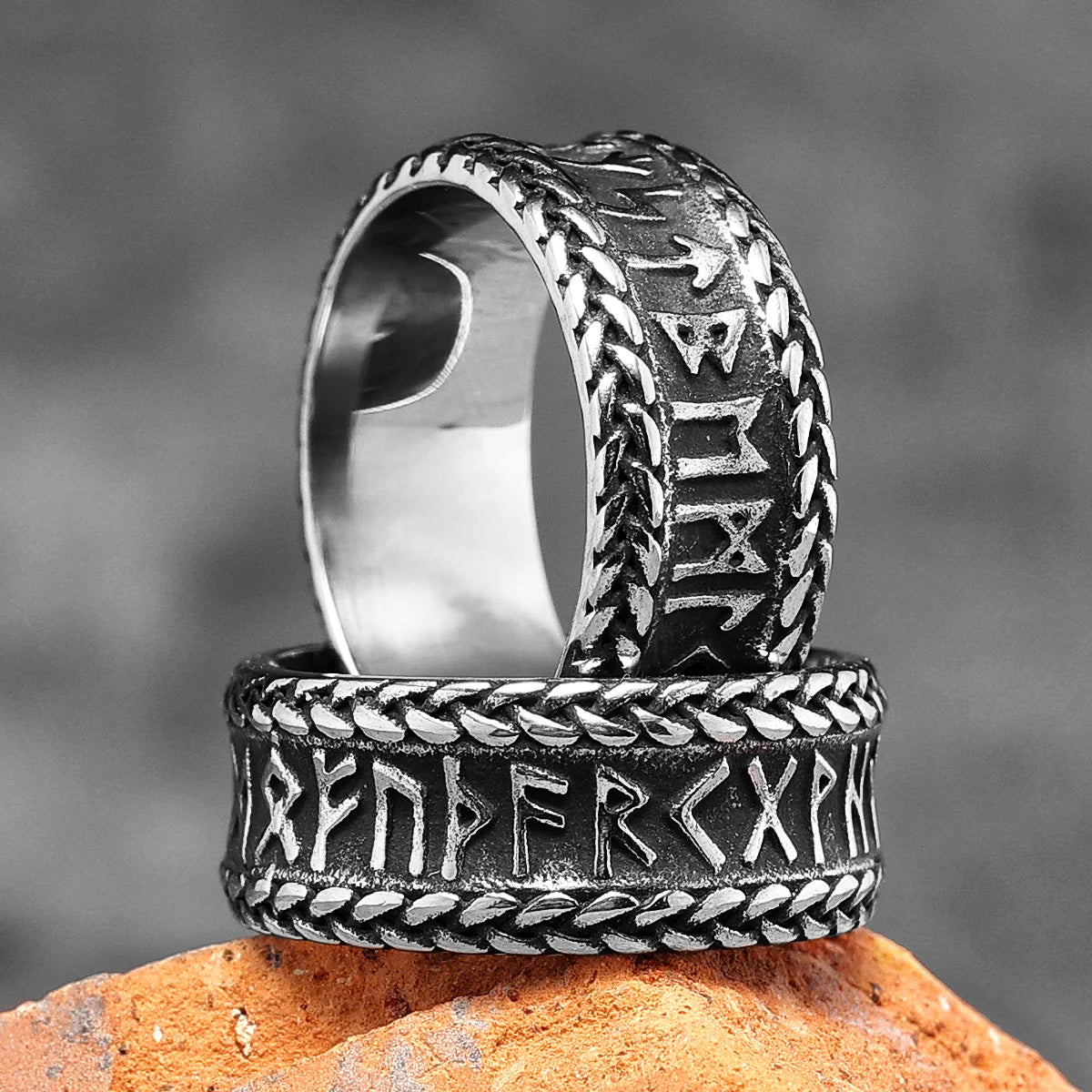 PENDRA Nordic Characters Boyfriend Steel Ring