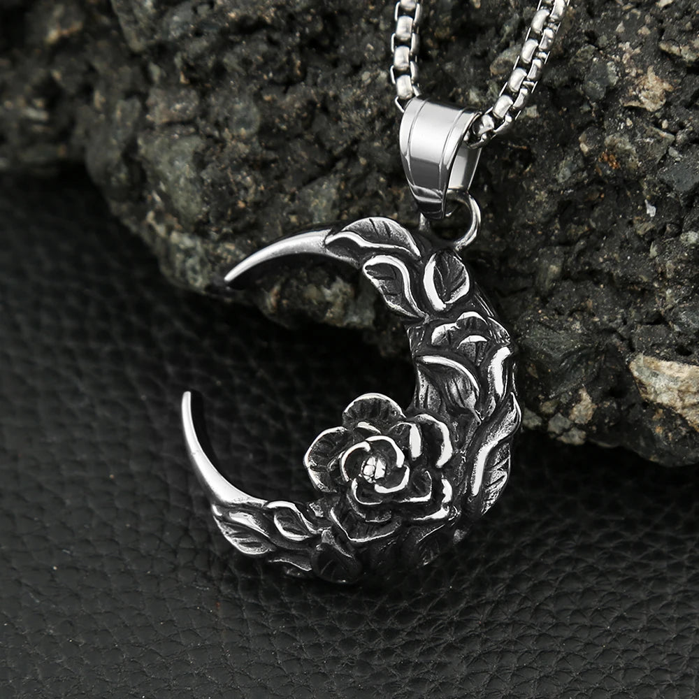 PENDRA Moonnight Stainless Steel Moon and Night Pendant