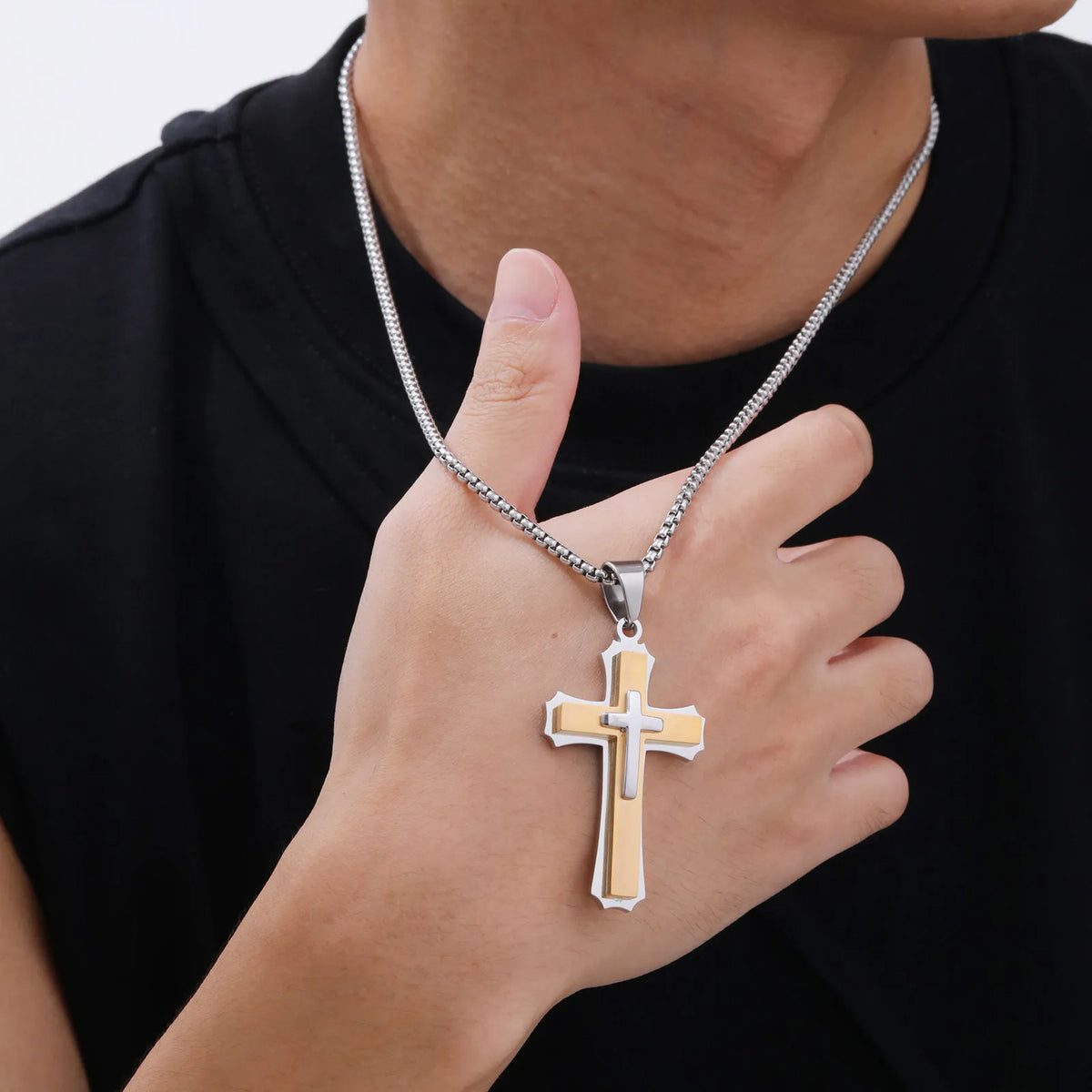PENDRA Cross Black Gold Pendant Necklace