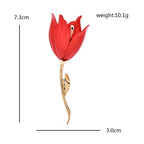 PENDRA Tulippa Large Enamel Tulip Flower Brooch