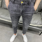 Summer Luxury Korean Style Stretch Grey Men's Slim Trousers Classic Streetwear Casual Designer Cowboy Boyfriend Jeans for Men