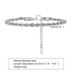 2/3/4/5mm Twist Rope Chain Bracelet for Men Women,Casual Stainless Steel Adjustable Chain Wristband,Gold/Siver Color Chain
