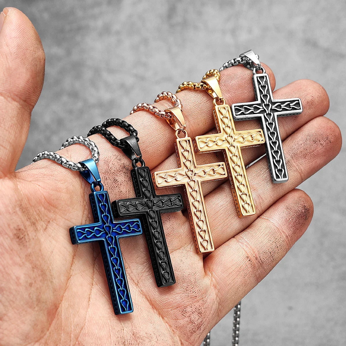 PENDRA Muticolor Religon Cross Steel Necklace
