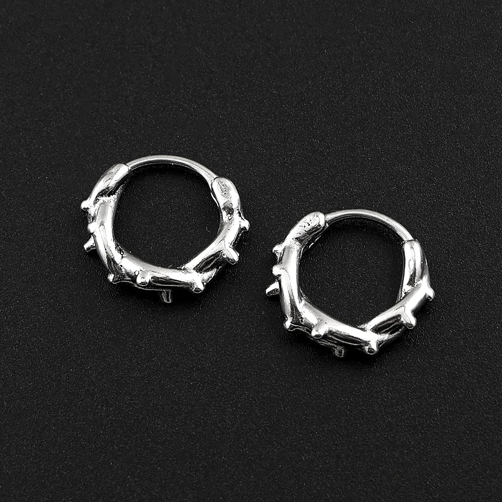 Gothic Punk Barbed Wire Spike Hoop Earrings Stainless Steel Huggie Hoops Street Ear Jewelry Emo Alt Teens Men Piercing Decor