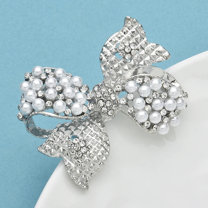 PENDRA Bellara Pearl Rhinestone Bowknot Brooch