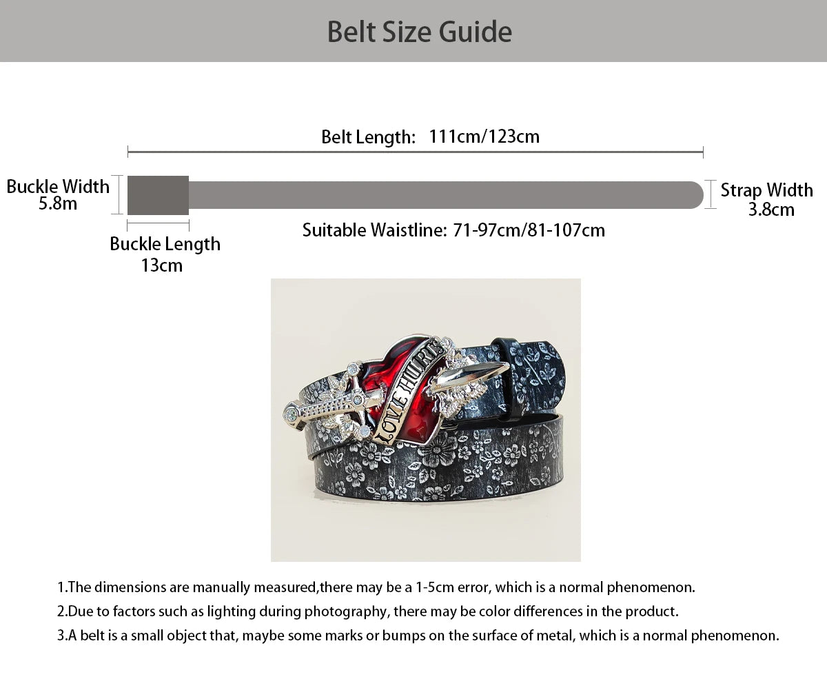 PENDRA Aureessa Leather Red Heart Buckle Heart Belt