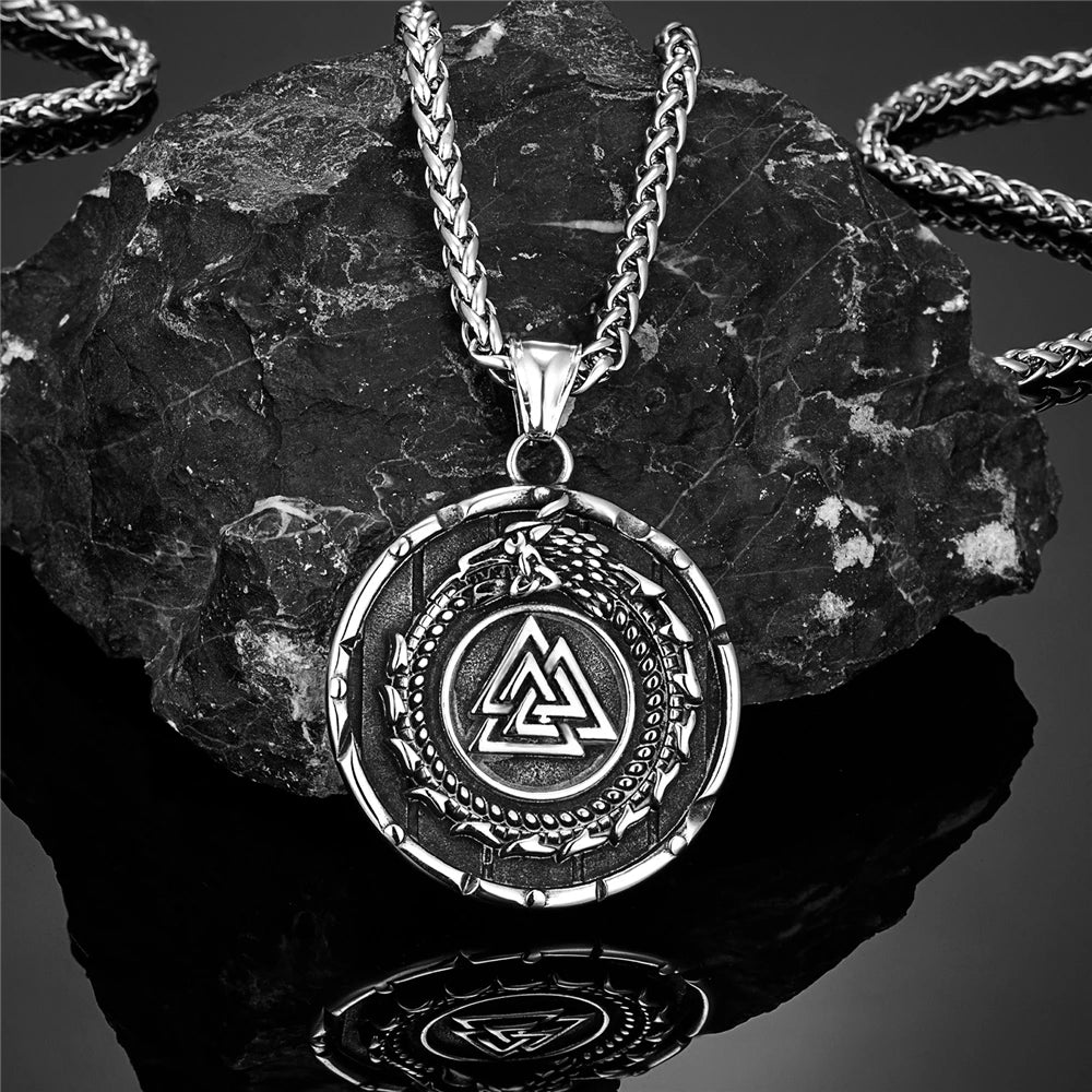 PENDRA Dragon Rune Steel Necklace