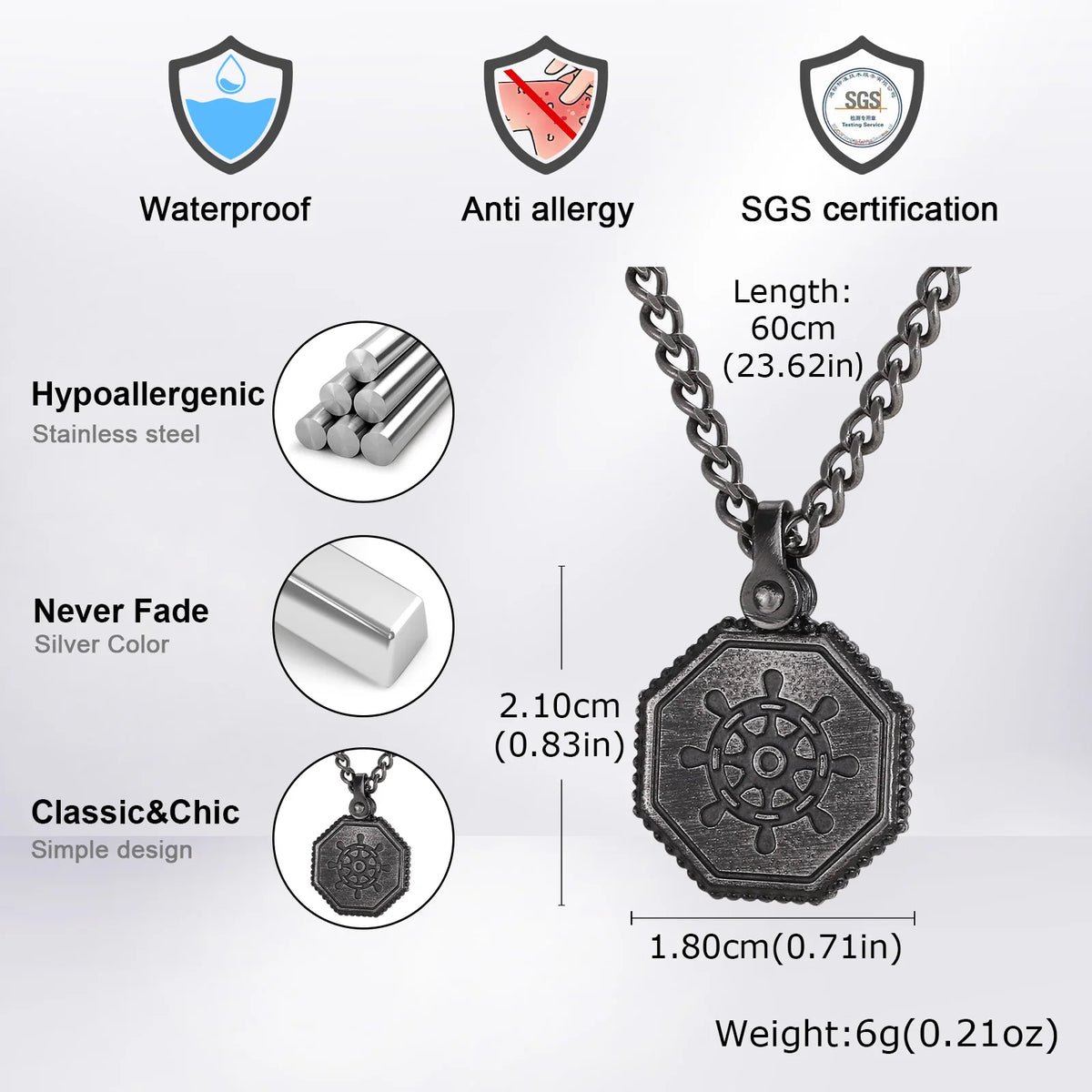 PENDRA Ship Wheel Pendant Necklace