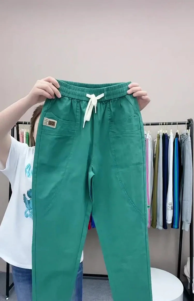 Women's Harem pants Summer Vintage Thin High Waist Straight Casual Pants Women Fashion Loose Cotton linen pants Trousers Female