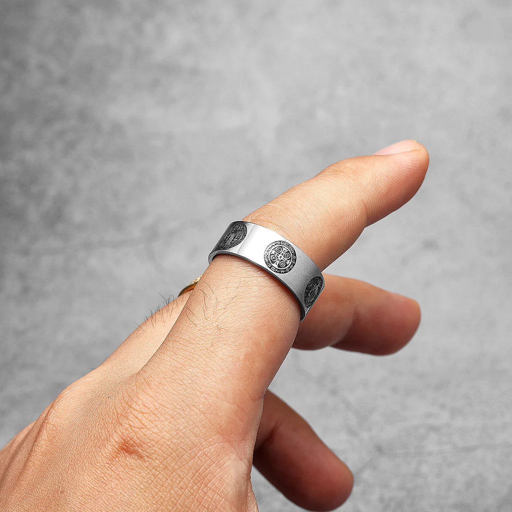 PENDRA Saint Benedict Exorcism Steel Ring