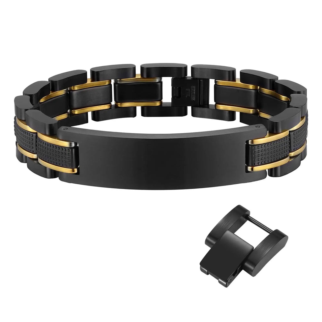 Customized Watch Band Bracelet for Men,Personalized Stainless Steel Chunky Bracelet,Luxury DAD Husband Boyfriend Gift