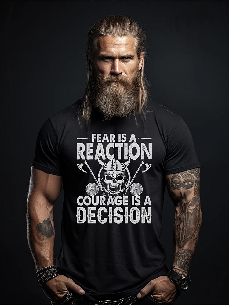 Summer Everyday Casual Men's T-shirt Fashionable Street Men's T-shirt Outdoor Sports Comfort Men's Short Sleeve Top Viking Print