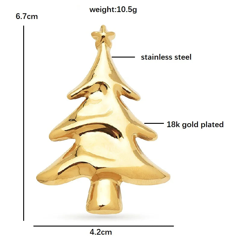 PENDRA Noelina Stainless Steel Classic Christmas Tree Brooch
