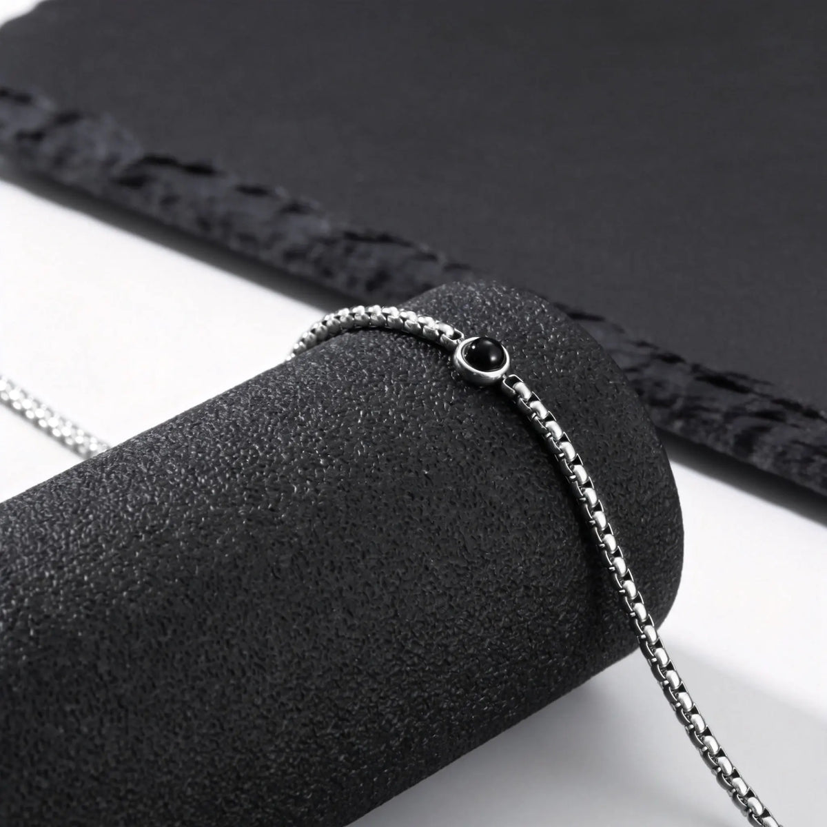New Simple Natural Stone Chain Necklace for Men,Stainless Steel Box Chain Collars,Causal Jewelry
