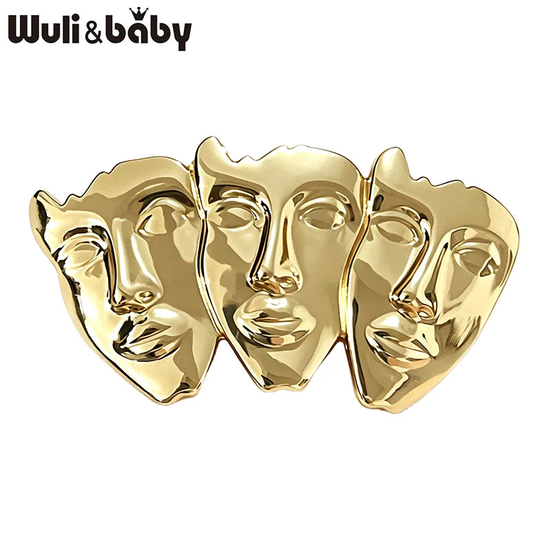 PENDRA Art Three Faces Brooch
