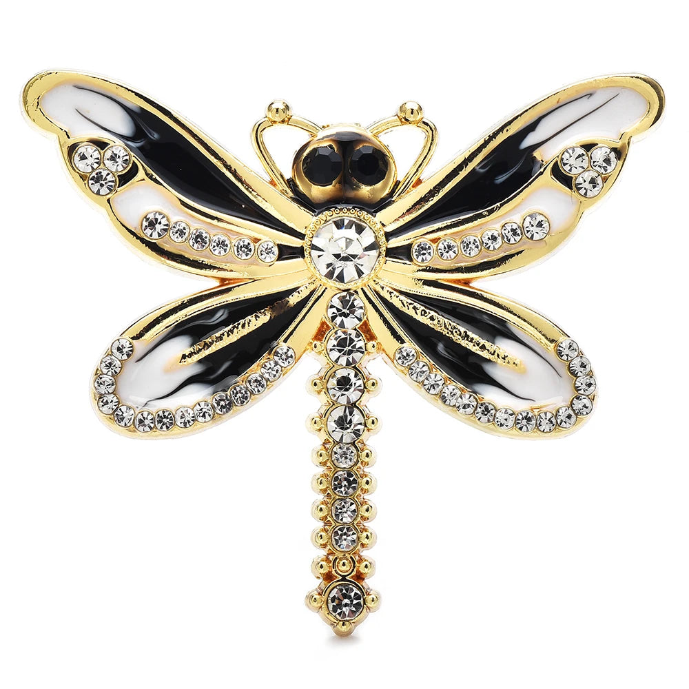 Wuli&baby Cute Dragonfly Brooches Pins For Women Unisex 4-color Enamel Insects Casual Party Badge Pins Gifts