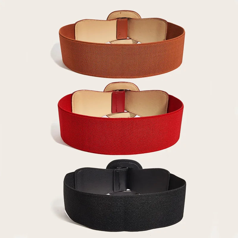 Trend Classic Elegant Wide Belt For Women Elastic Cummerbund Square Buckle New Fashion Waistband Female For Dress and jacket