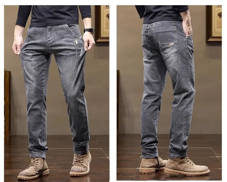 Men's Pants Korean Style 2025 Autumn New Men's Slim Straight Elastic High-end Casual Trousers Spring Autumn Low Rise Jeans