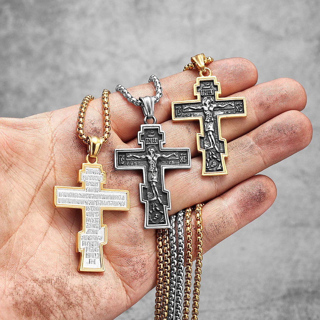 PENDRA INRI Jesus Cross Steel Necklace