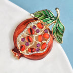 PENDRA Pomella Red Enamel Pomegranate Brooch