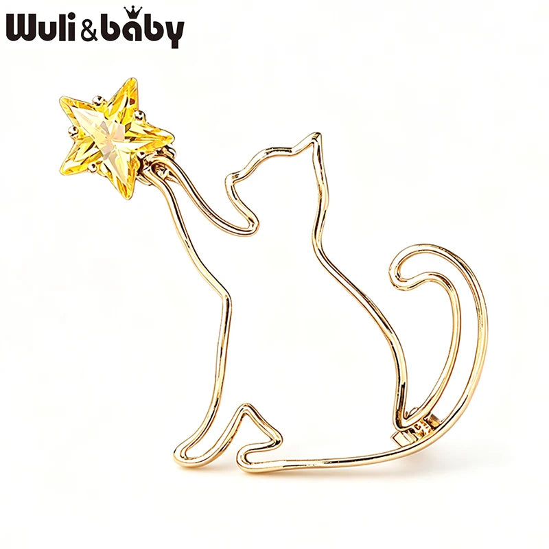 PENDRA Starlit Crystal Cat Brooch