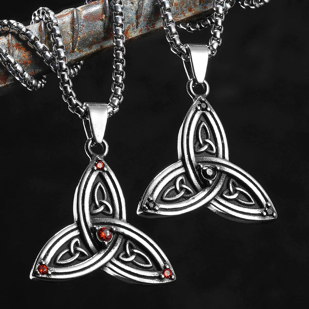 PENDRA Celtic Knot Gemstone Steel Necklace