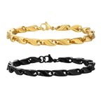6.4mm Wide Link Chain Bracelets for Men, New Fashion Waterproof Stainless Steel Chains Wristband Gift for Him Jewelry