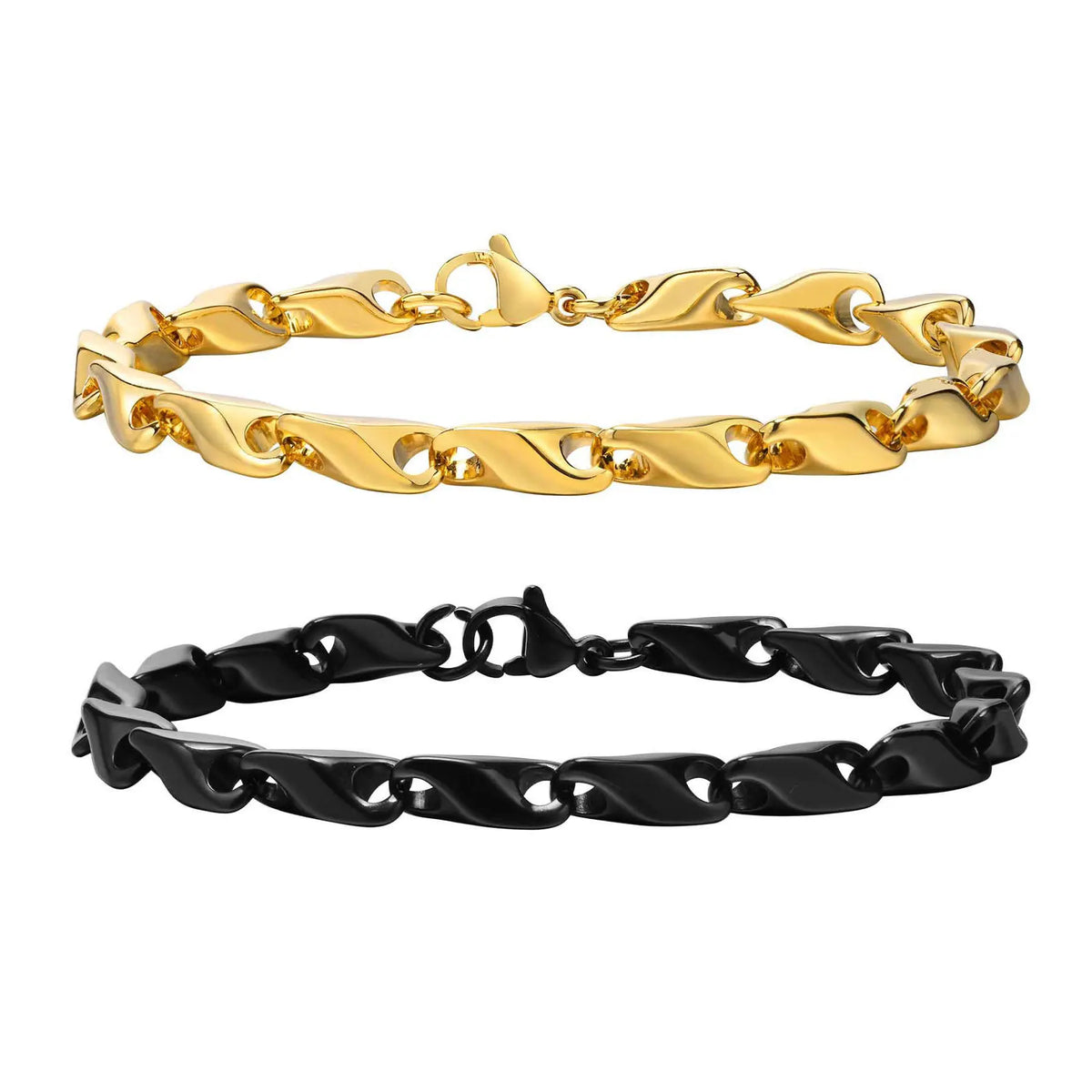 6.4mm Wide Link Chain Bracelets for Men, New Fashion Waterproof Stainless Steel Chains Wristband Gift for Him Jewelry