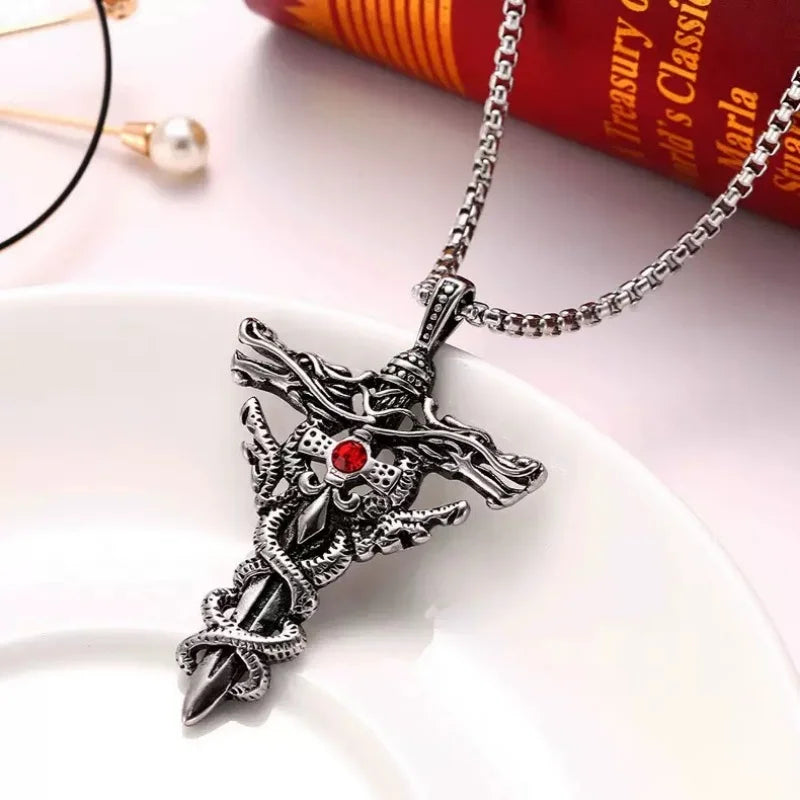 PENDRA Alpha Cross Titanium Steel Necklace