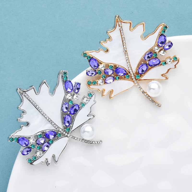 PENDRA Mapletta Purple Rhinestone Maple Leaf Brooch